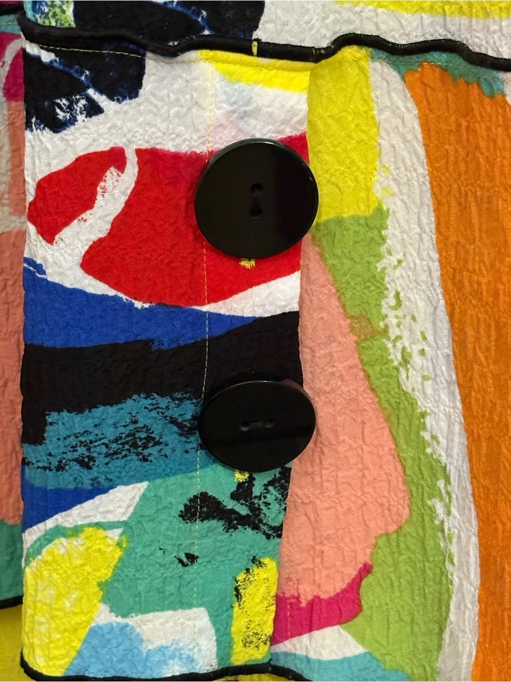 Ali Miles Multicolor Abstract Tunic, Button front, button detail on back, size L - Picture 5 of 5